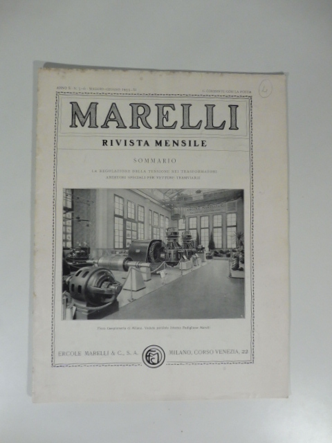 Marelli. Rivista mensile, num. 5-6, maggio-giugno 1933. La regolazione della tensione nei trasformatori areatori speciali per vetture tramviarie